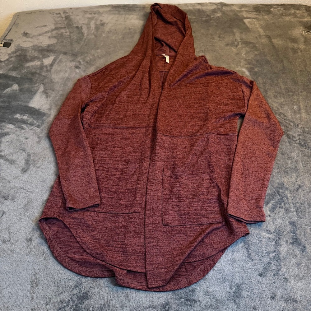 Mudd Open Front Draped Cardigan Hooded Cozy Knit Sweater Womens Medium